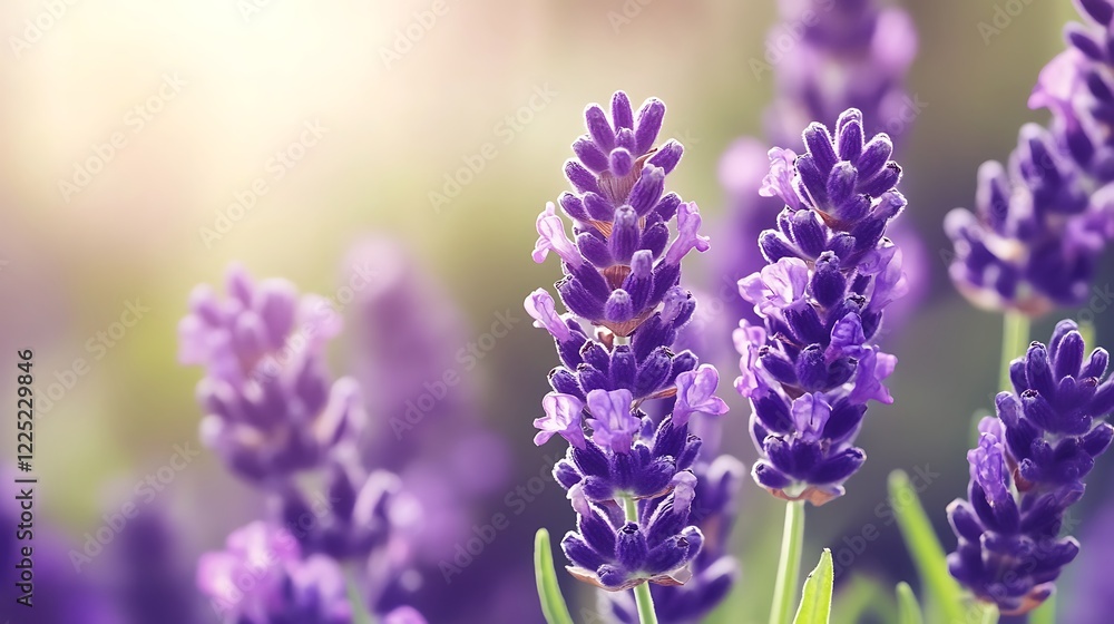 Obraz premium Lavender flowers bloom in a sunlit field