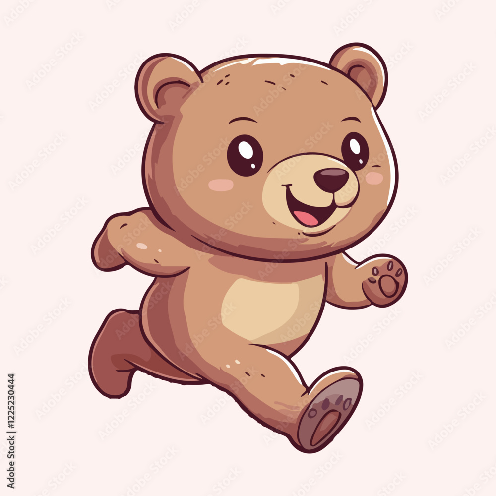 Fototapeta premium Cartoon bear is running vector illustration 