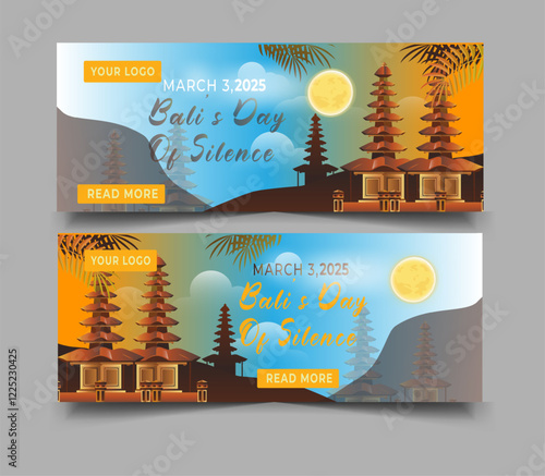 Gradient nyepi horizontal banners set