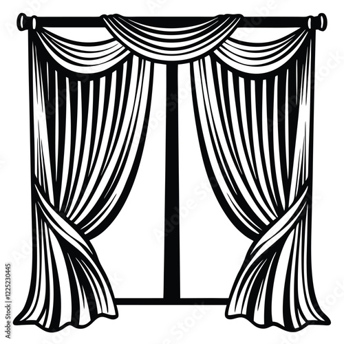 Theatrical curtain icon. Simple illustration of theatrical curtain vector icon for web design isolated on white background
