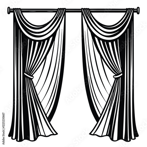 Theatrical curtain icon. Simple illustration of theatrical curtain vector icon for web design isolated on white background