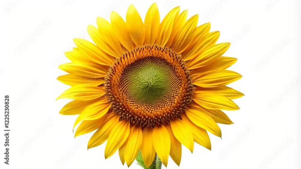 Fototapeta premium Single Sunflower on White Background