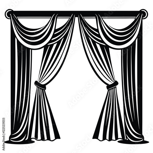 Theatrical curtain icon. Simple illustration of theatrical curtain vector icon for web design isolated on white background