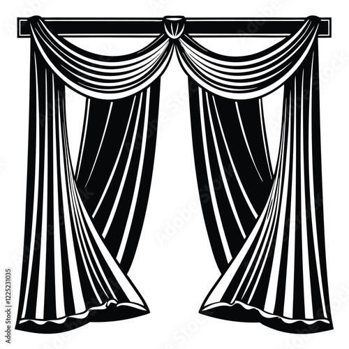 Theatrical curtain icon. Simple illustration of theatrical curtain vector icon for web design isolated on white background