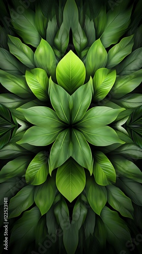 Wallpaper Mural Jungle symmetry, mirrored rainforest elements, 3D illustration Torontodigital.ca