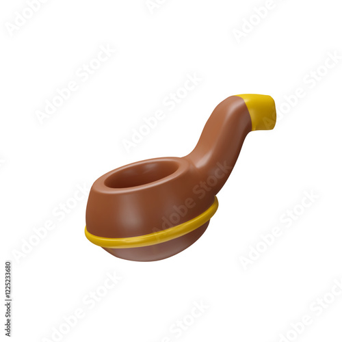 3d render tobacco wood pipe. Three-dimensional vector illustration of nicotine smoke. Classic old symbol of 70s gentleman lifestyle. Unhealthy addiction or habit. Patricks Day Irish symbol.
