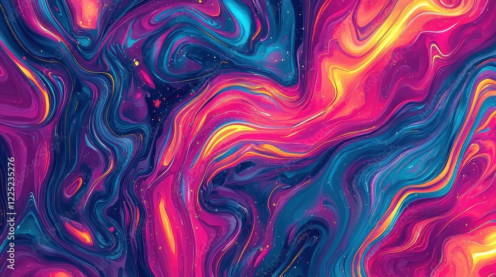 Naklejka premium Vibrant Colorful Abstract Swirling Patterns in Deep Space Background