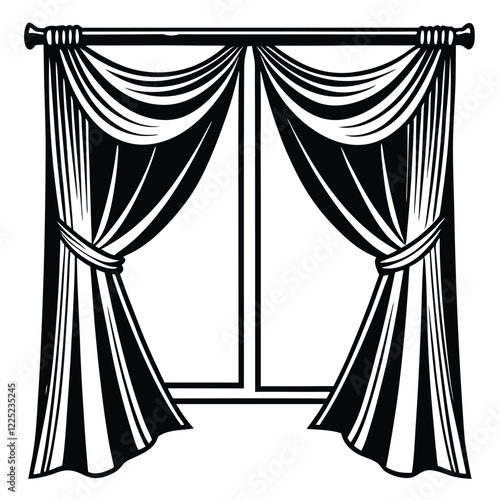 Curtain Silhouette Icon on White Background