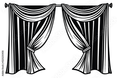 Curtain Silhouette Icon on White Background