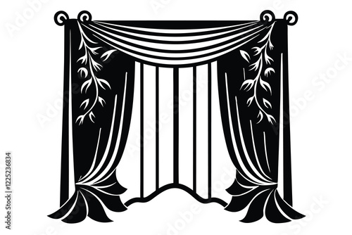 Curtain Silhouette Icon on White Background