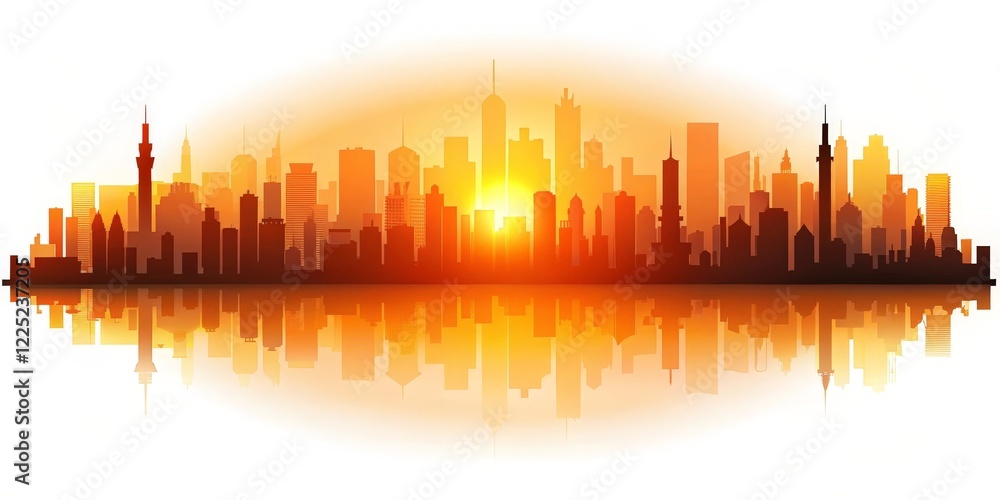 Obraz premium Cityscape Sunrise Reflection