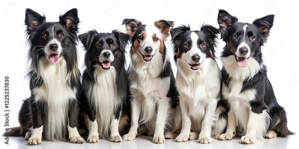 Obraz premium Stunning Border Collie puppy pictures; crisp, white background PNGs. Ideal for high-resolution dog breed photos.
