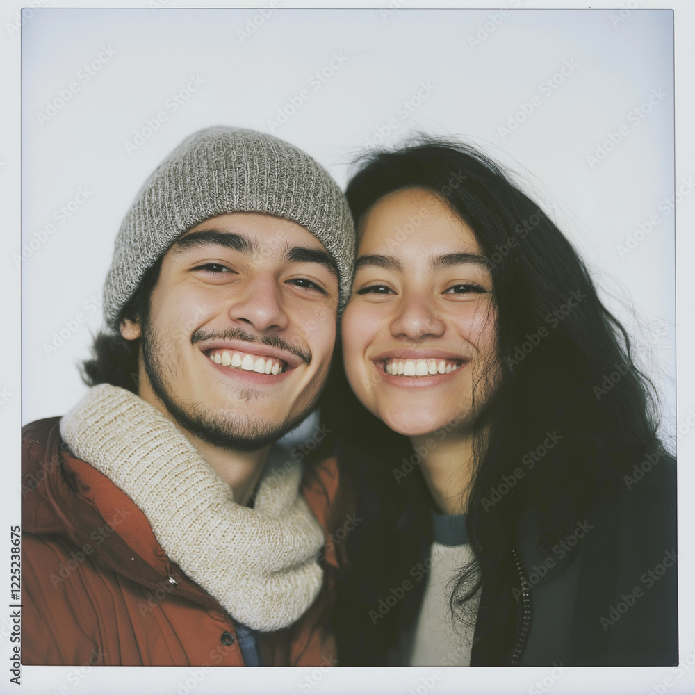 Cute polaroid photo of happy couple in love Cute polaroid photo of happy couple in love