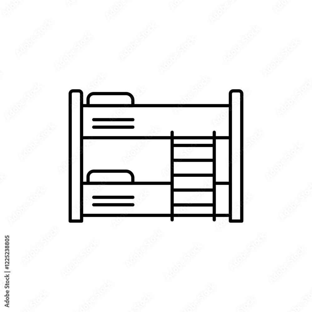 Bunk bed icon Flat vector set outline Bunk bed icon Flat vector set outline