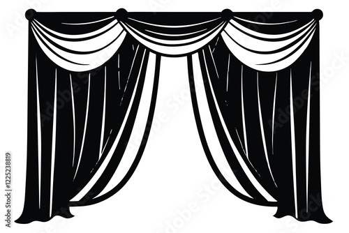 Elegant Silhouette Curtains Illustration