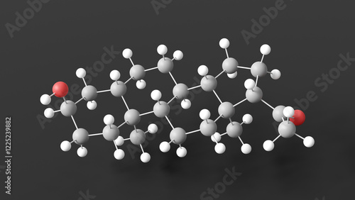 allopregnanolone molecule 3d, molecular structure, ball and stick model, structural chemical formula neurosteroid photo