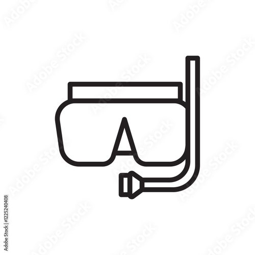 Diving ot snorkle icon Flat vector set outline