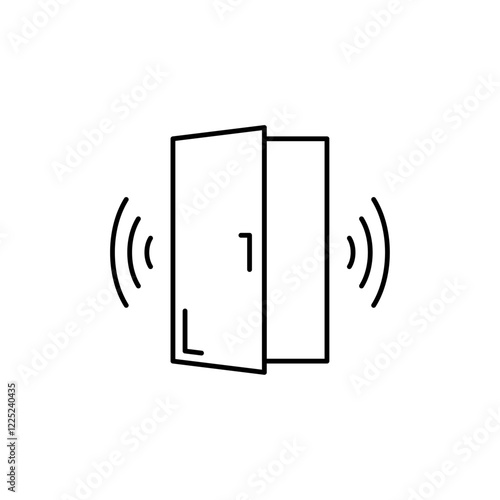 Door sensor alarm icon, Flat vector set outline