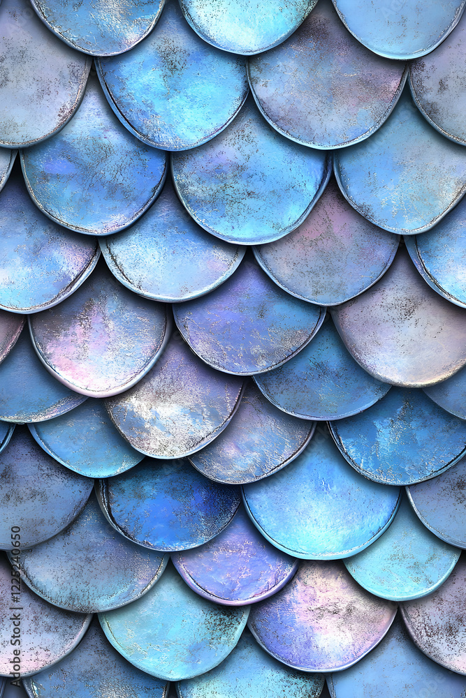 custom made wallpaper toronto digitalFish scale pattern in vibrant blue and silver tones across a textured surface