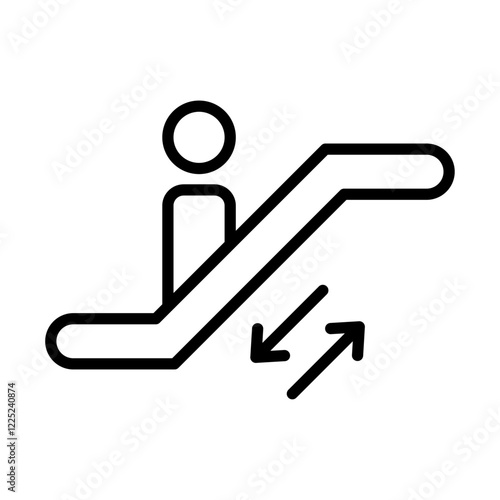 escalator icon Flat vector set outline