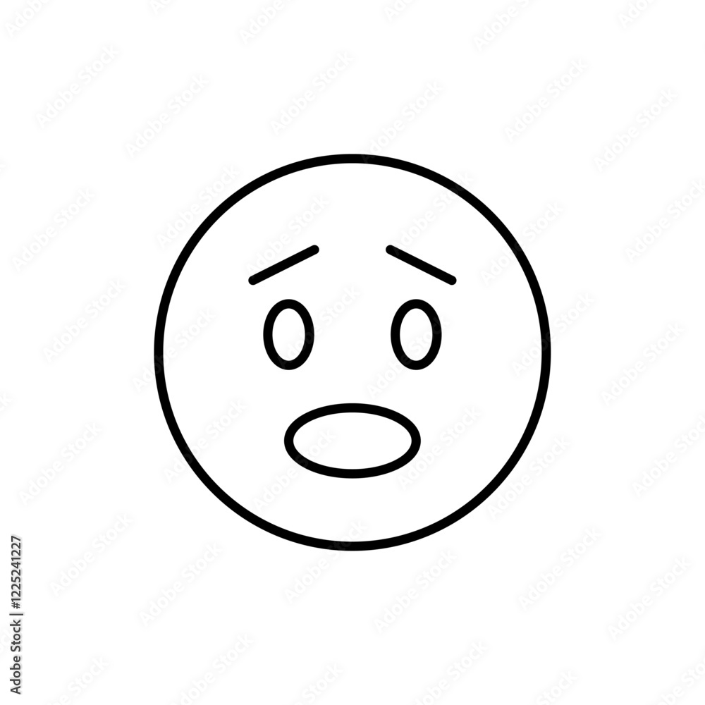 Fearful Face emoticon icon Flat vector set outline Fearful Face emoticon icon Flat vector set outline