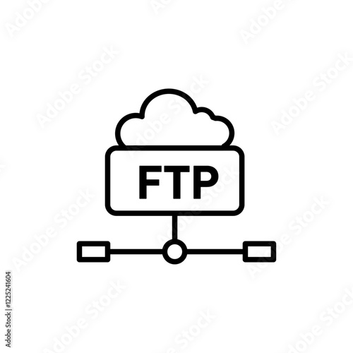 FTP icon Flat vector set outline