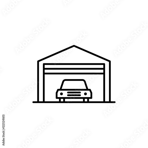 Garage icon Flat vector set outline