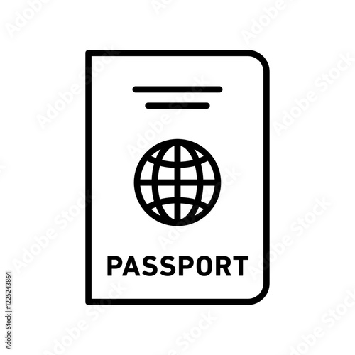 Passport icon Flat vector set outline