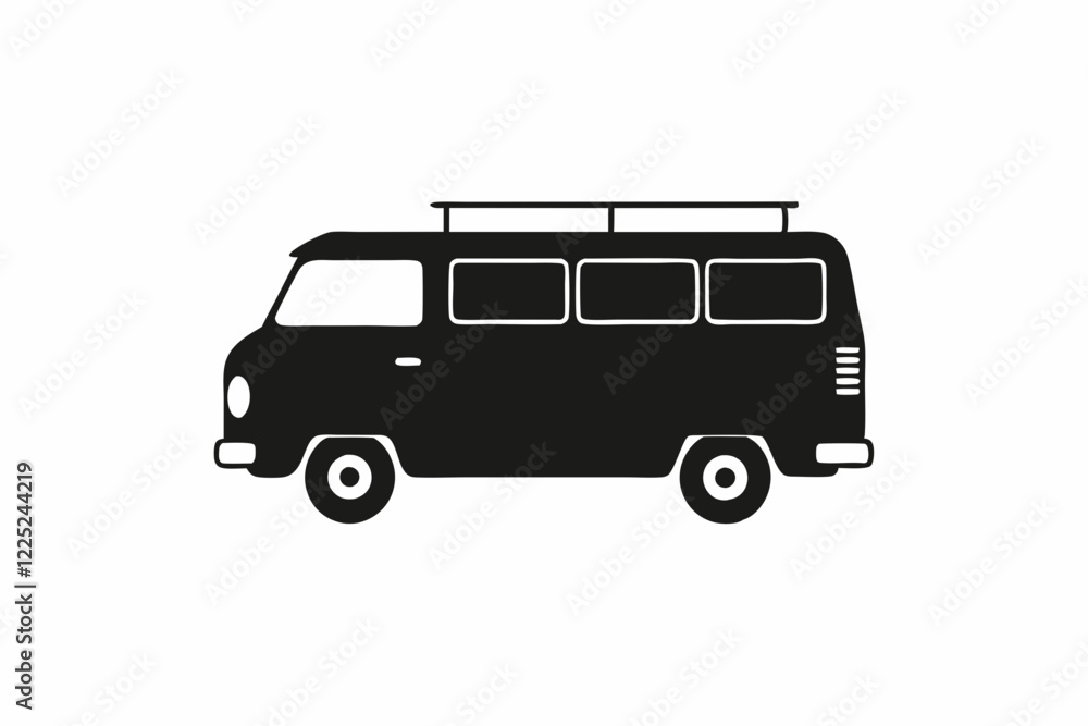 Adventure Van Silhouette on White Background Vector
Adventure Van Silhouette on White Background Vector