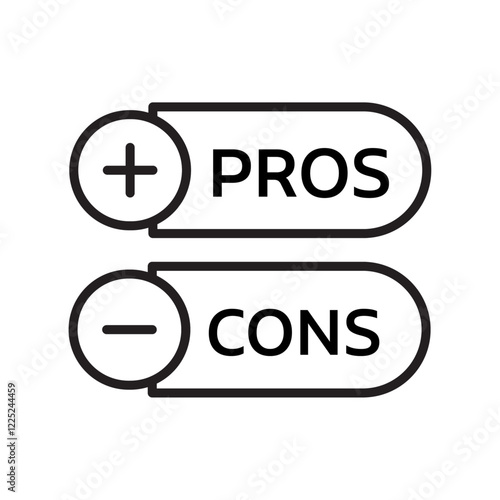 Pros and cons icon Flat vector set outline