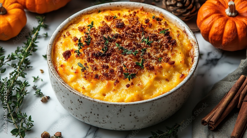 Creamy pumpkin mac and cheese autumnal dish Creamy pumpkin mac and cheese autumnal dish