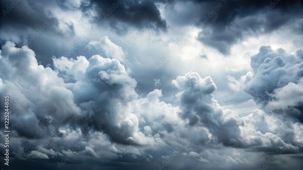 Obraz premium A grey and white cloudy sky with few visible clouds , Foggy, Weather, Foggy, Weather, White, Nature
