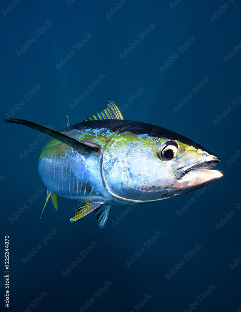Fototapeta premium Yellowfin Tuna swimming in ocean