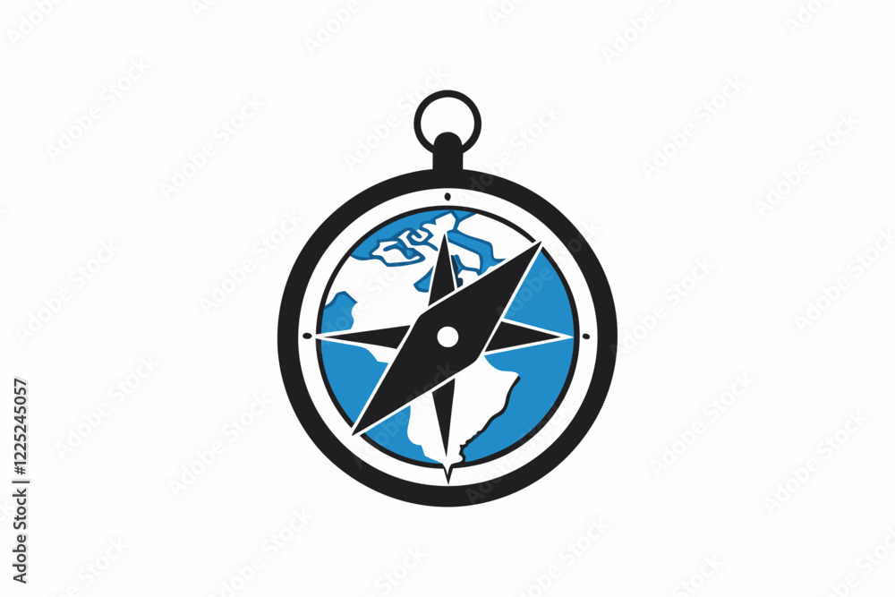 Compass and Map Silhouette on White Background Vector
Compass and Map Silhouette on White Background Vector