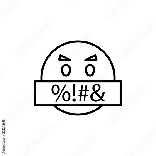 Swear face expression icon Flat vector set outline