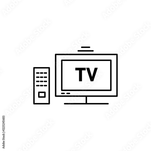 television Icon Flat vector set outline