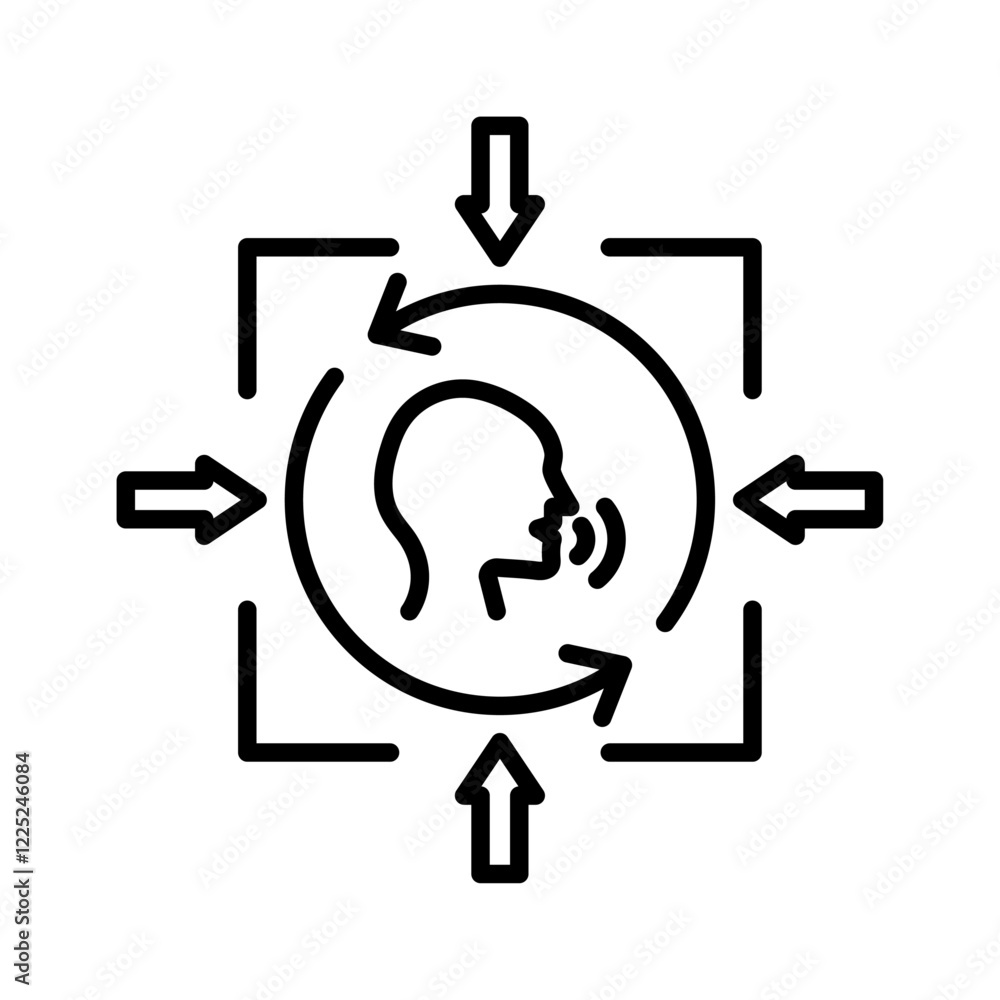 Voice command control Icon Flat vector set outline Voice command control Icon Flat vector set outline