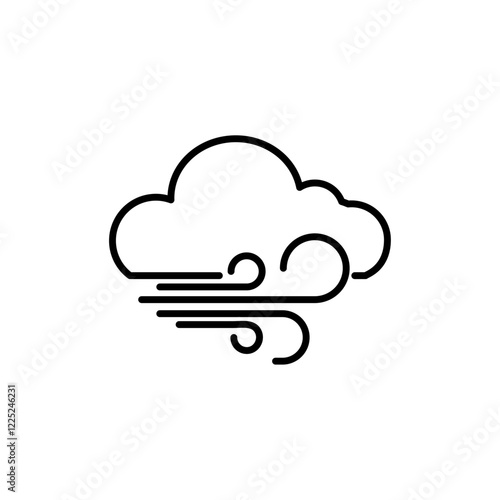 wind clouds Icon Flat vector set outline
