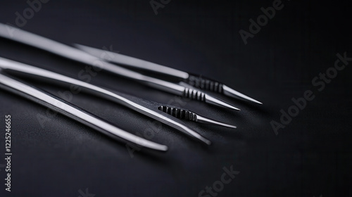 Wallpaper Mural Sleek medical forceps and clamps arranged on dark surface, showcasing precision tools for surgical procedures Torontodigital.ca