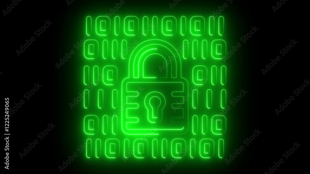 Lock icon animation by green color neon on black background. Lock icon animation by green color neon on black background.