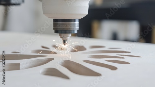 Wallpaper Mural Precise CNC Machine Cutting Shapes into Steel with Sparks in Workshop Setting Torontodigital.ca