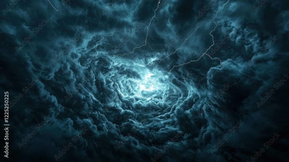 Dramatic Aerial View of Massive Storm System with Lightning and Dark Clouds Dramatic Aerial View of Massive Storm System with Lightning and Dark Clouds