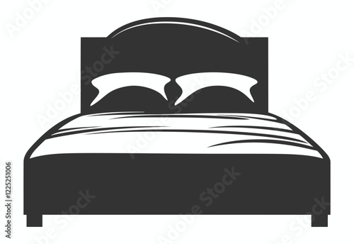 Minimalist Black Bed sheets with Pillows vector on white background