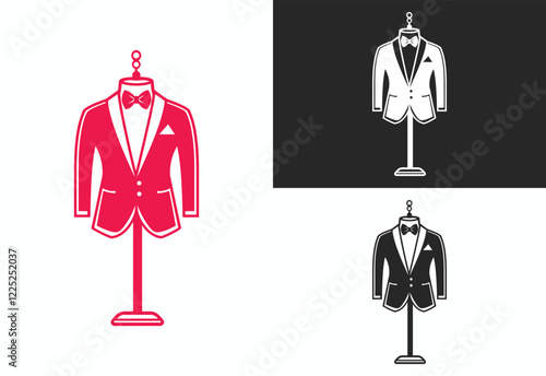 Elegant Tuxedo Icon Minimalist Vector on Mannequin