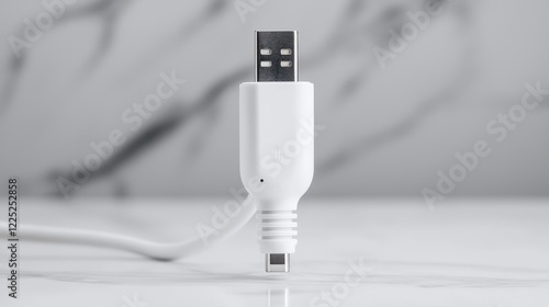 Wallpaper Mural White USB cable on marble background, data transfer concept Torontodigital.ca