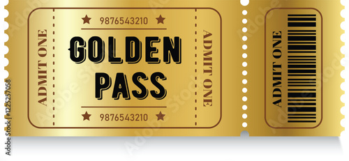 Ticket Golden Pass Vector Illustration	
