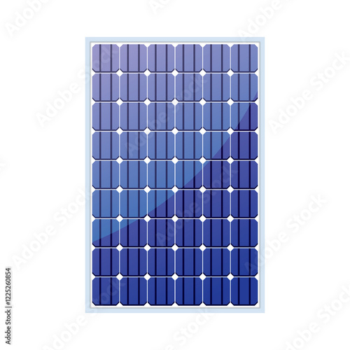 High-Quality Vector Illustration of a Solar Panel with Blue Photovoltaic Cells for Renewable Energy and Eco-Friendly Power Solutions Isolated on White Background