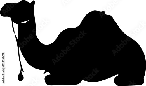 Black silhouette icon of a camel's head and upper body.