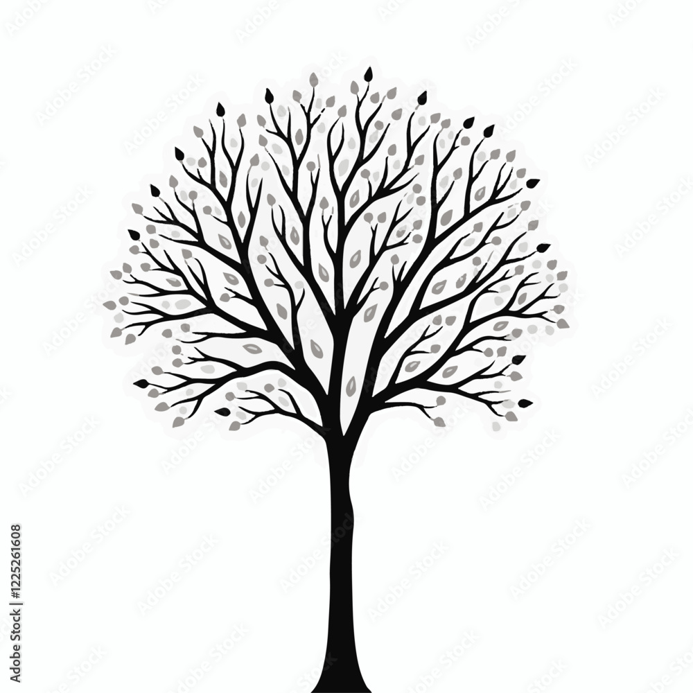 Obraz premium black tree silhouette, vector tree art, tree illustration, tree clipart, nature silhouette, tree design, tree vector graphic, minimal tree art, black tree vector, tree cutout, nature vector, woodland 