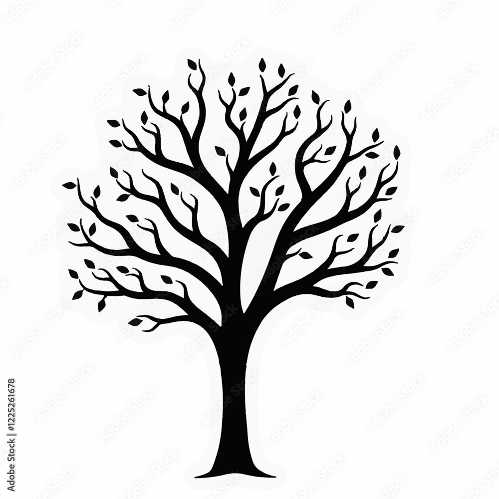 Obraz premium black tree silhouette, vector tree art, tree illustration, tree clipart, nature silhouette, tree design, tree vector graphic, minimal tree art, black tree vector, tree cutout, nature vector, woodland 